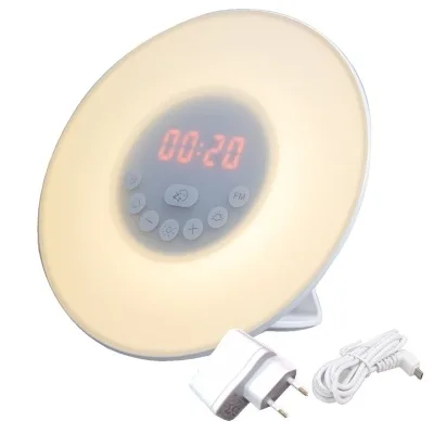EU plug Светодиодный светильник Wake Up с имитацией восхода и заката, 6 цветов, светильник/fm-радио/6 естественных звуков/функция повтора - Цвет: EU plug