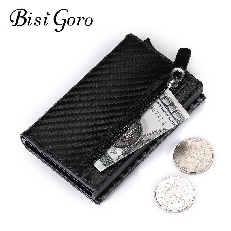 

Кошелек унисекс для монет BISI GORO, Новый Винтажный Зеркальный Алюминиевый футляр для кредитных карт, тонкий кошелек с радиочастотной идентиф...