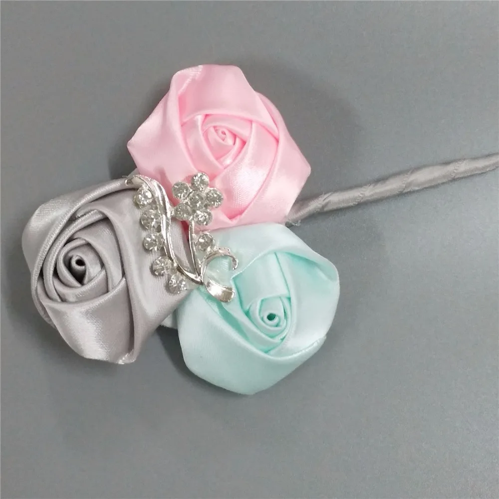 WifeLai-A 100% Handmade Silk Rose Wedding Corsage Diamond Accessories for Bride and Groom Color Optional XH205 | Свадьбы и торжества