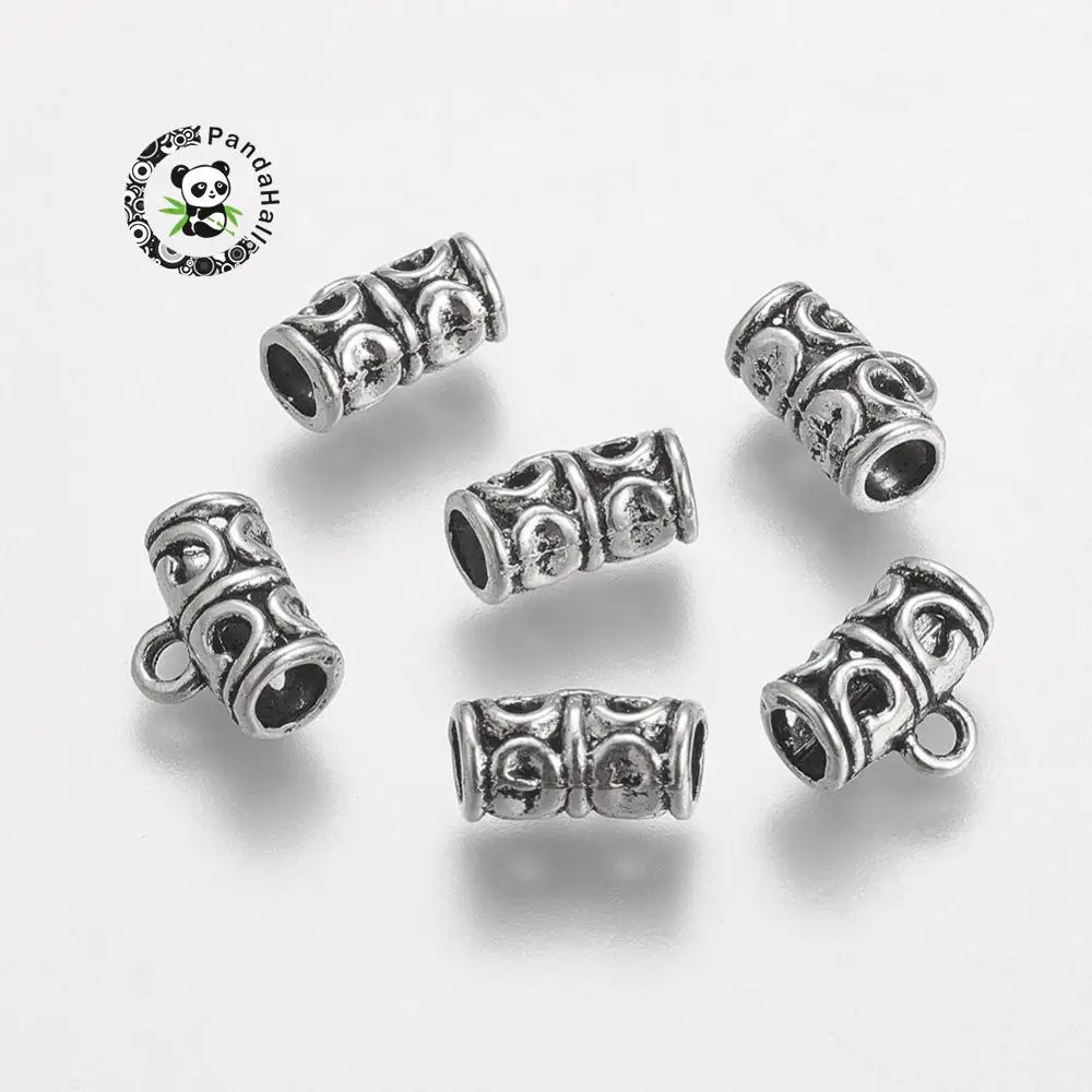 

Pandahall 100pc Tibetan Style Hanger Links, Bail Beads, Tube, Antique Silver, 11.5x9x6mm, Hole: 2mm