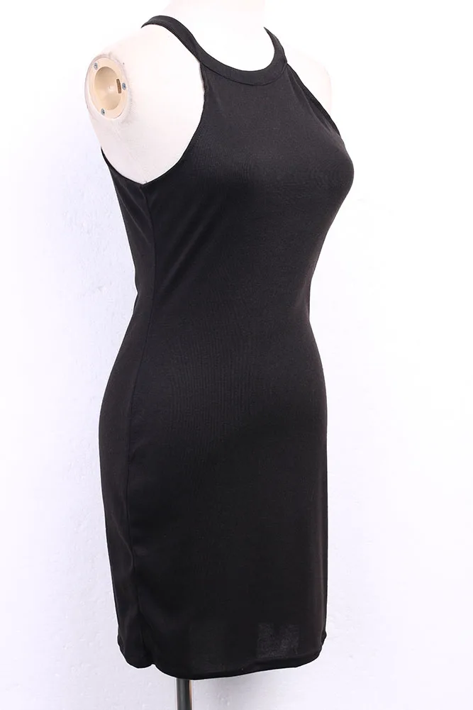 Women Dress Bodycon Sleeveless Evening Party Mini Short Bandage Sexy Crop Top Cotton Slim Pencil Dresses Grey Black | Женская одежда