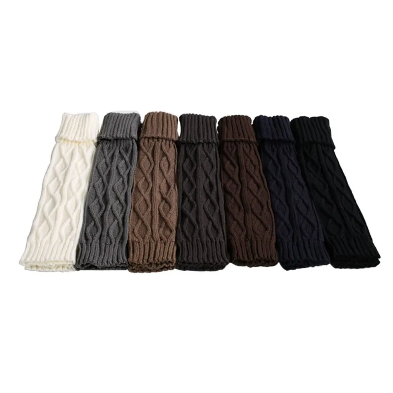 Женские зимние теплые вязаные меховые гетры с манжетами носки для ботинок