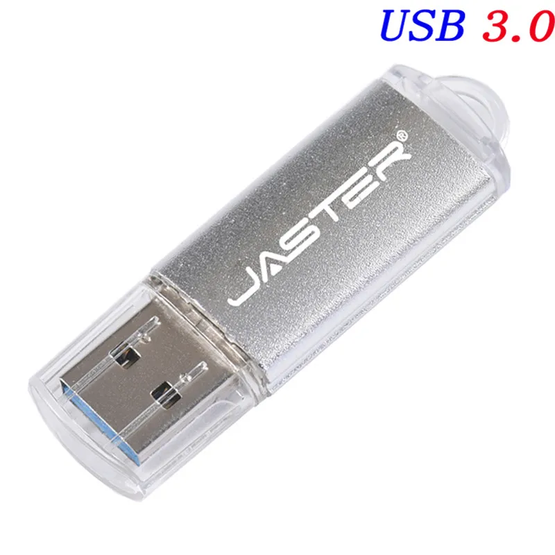 Silver JASTER USB 3,0 реальная емкость металлическая USB флеш-карта памяти, Флеш накопитель 4 Гб до 64 ГБ флеш-накопитель для ПК - Цвет: Silver