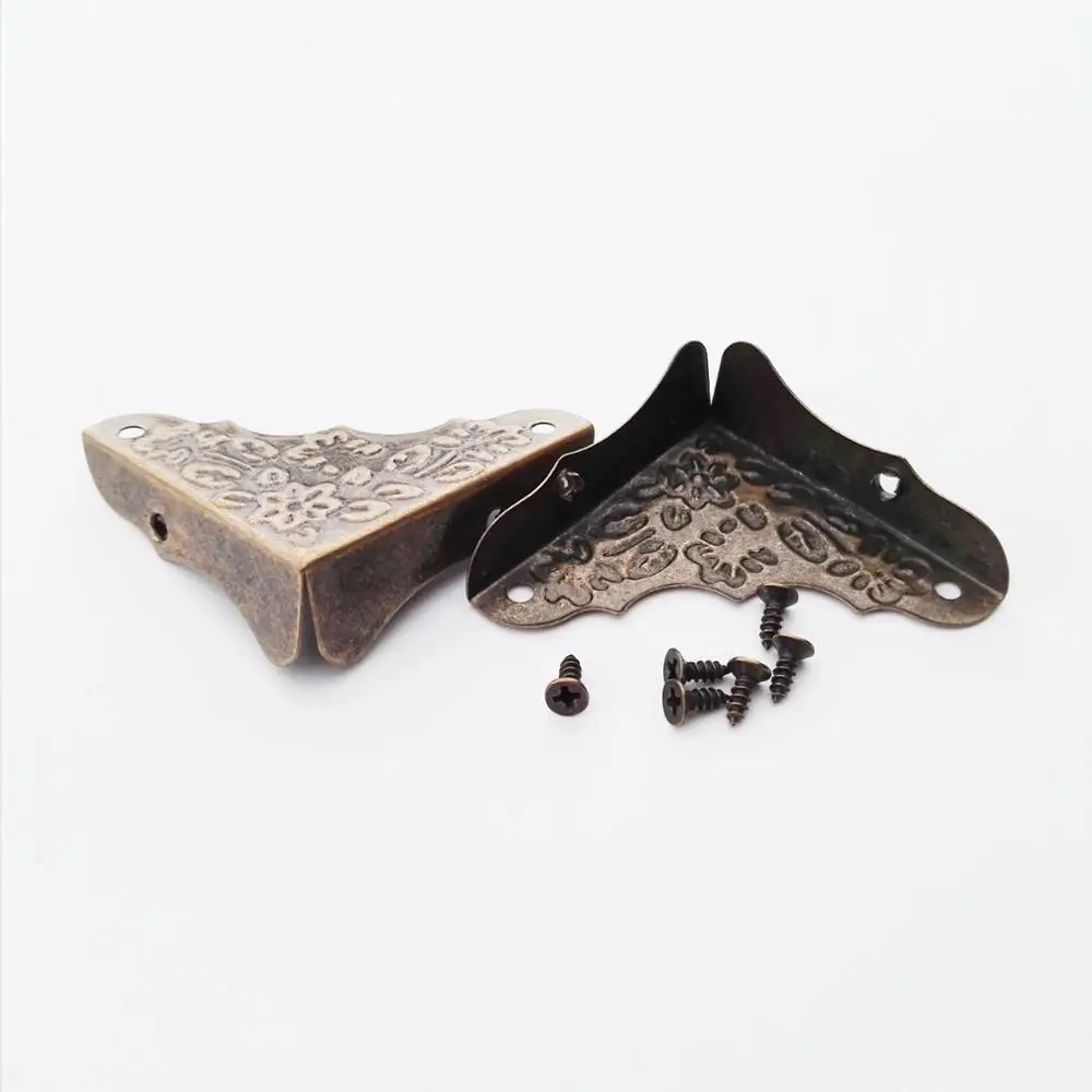 D antique brass 12 шт. декоративные украшения грудь вино Подарочная Деревянная Коробка Чехол для стола фото рамка угловая Защитная крышка защита 4 типа 3 цвета - Цвет: D antique brass