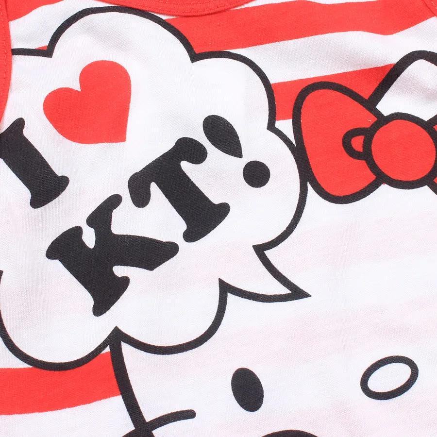 Платье hello kitty летняя одежда для маленьких девочек детская модное Хлопковое