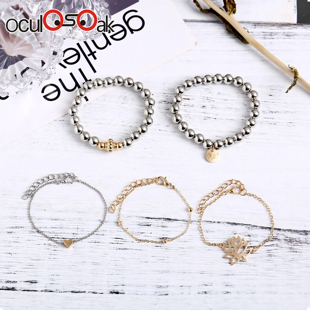 style5 Винтажный браслет в стиле бохо с сердцем, набор для женщин, девочка, богемный черепаший панцирь с кистями из бусин, браслеты, женские модные ювелирные изделия - Окраска металла: style5