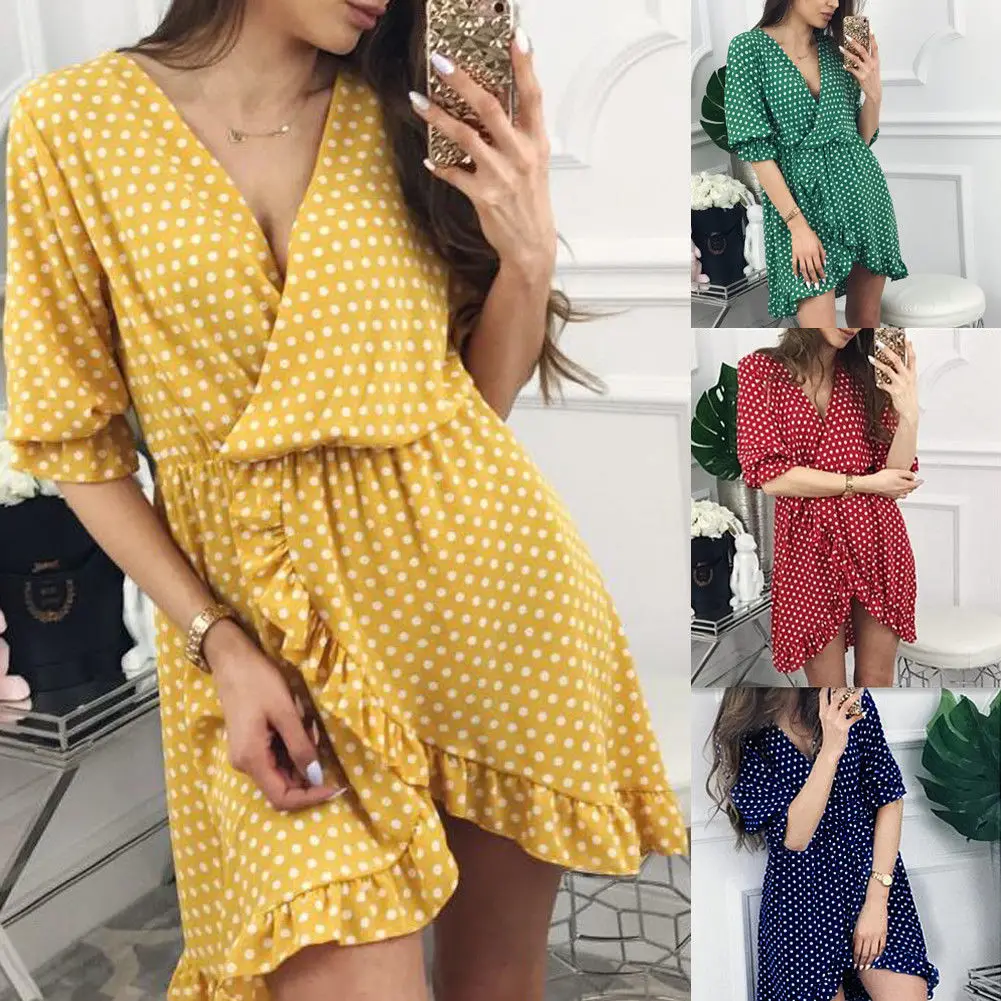 Новинка лета 2018 стильное модное повседневное Пляжное Платье макси с оборками и V