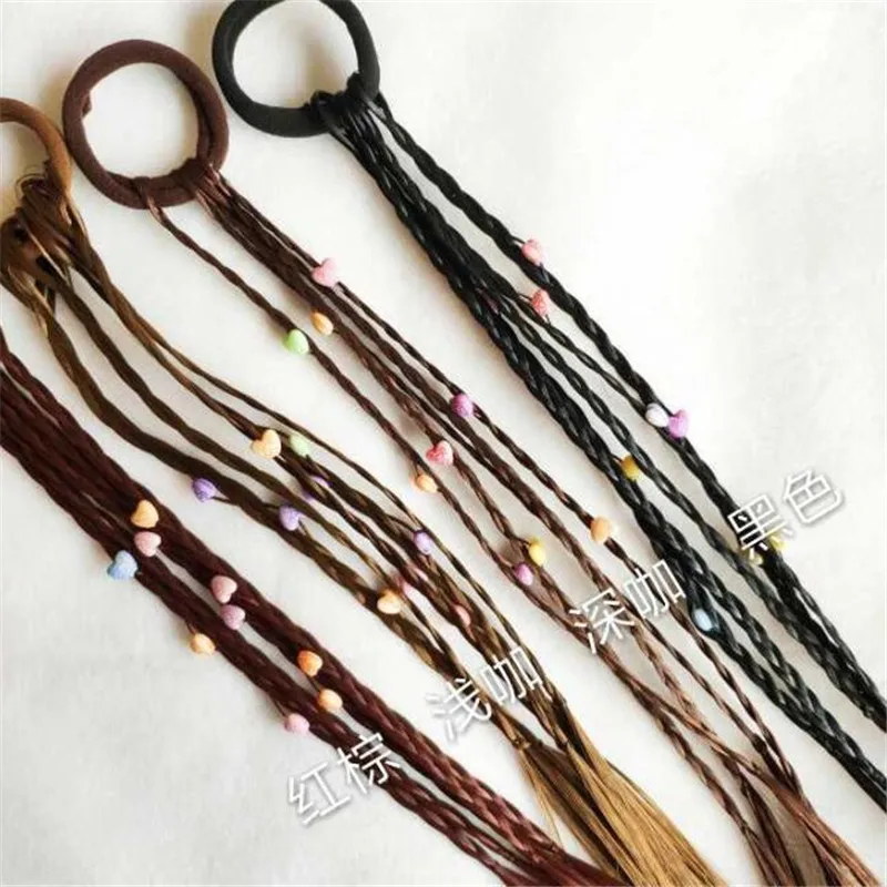 Lovely Heart Wig Ring Elastic Hair Bands Rope Girls Ponytail Holder Rubber Scrunchies Headwear Accessories | Аксессуары для одежды