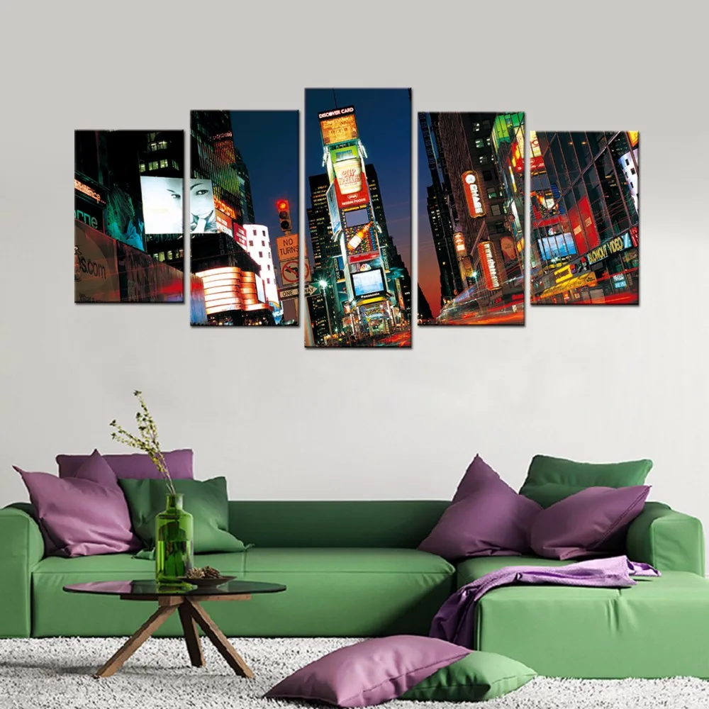 Городской пейзаж настенные принты 5 панелей современный городской фотографии