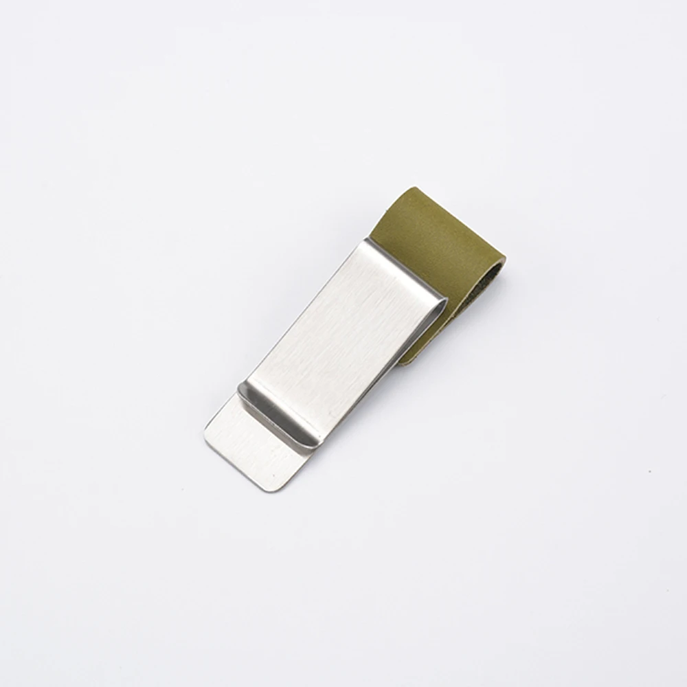 Steel Olive Green Натуральная кожа металлическая ручка держатель латунь нержавеющая сталь Зажим для журнал путешествий; Записная книжка планировщик аксессуар стационарные товары - Цвет: Steel Olive Green
