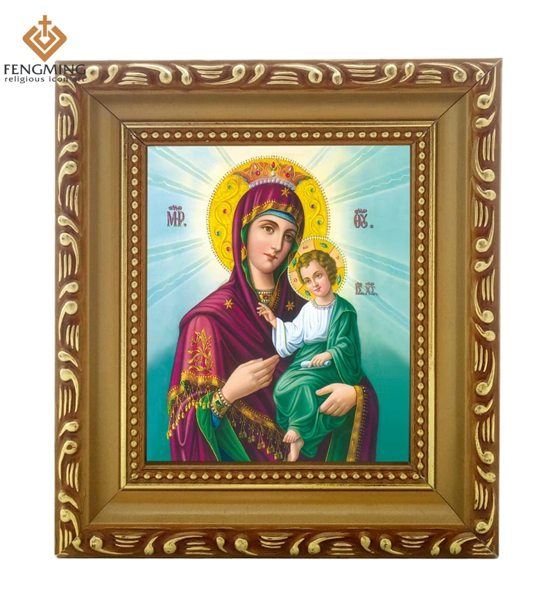 Фабричные магазины дешевая деревянная фоторамка lcon ofMother Мария и Иисус русская