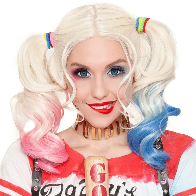 Стойкие волосы Hairpiece Аниме Косплей Peluca Styled костюм с кудрями аксессуары тепло отряд самоубийц Косплей - Цвет: Красный