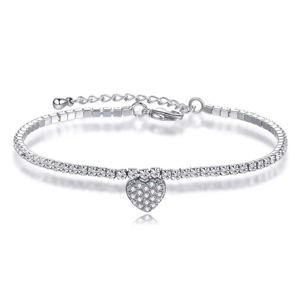 White Gold UMODE сердце женский теннисный браслет кубический циркон красивый браслет с камнями Femme розовое золото серебро Цвет ювелирные украшения в подарок UB0156 - Окраска металла: White Gold