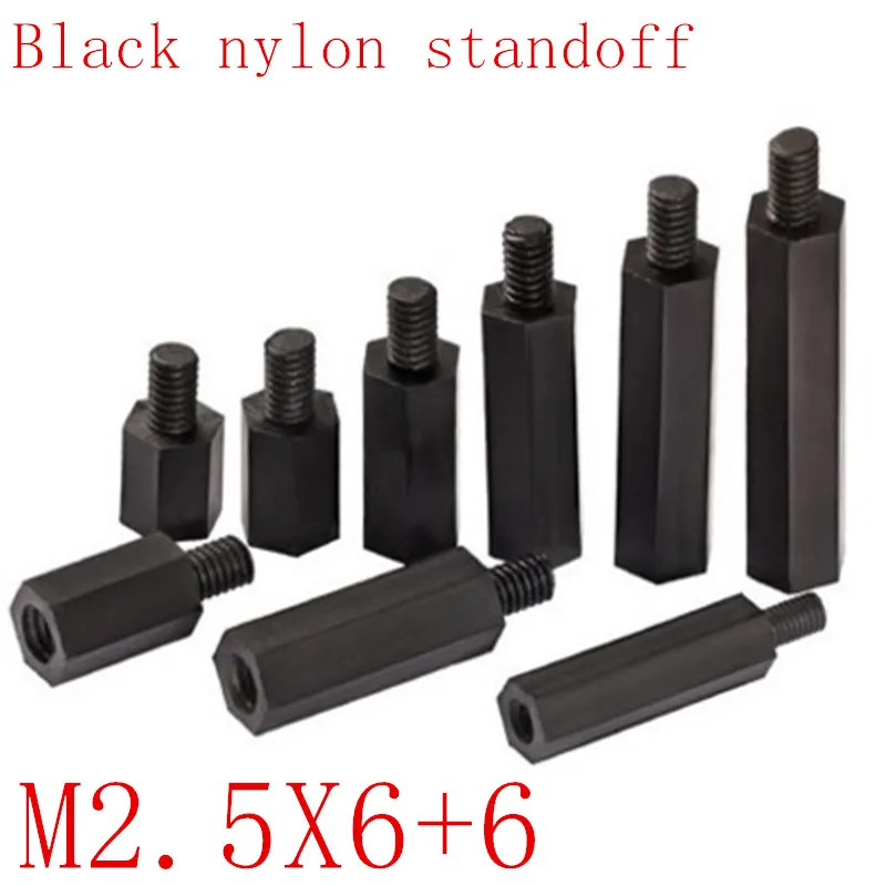 

1000Pcs nylon standoff male to female M2.5*6+6 Black Hex Nylon Standoff Spacer Column Nylon Plastic Spacing