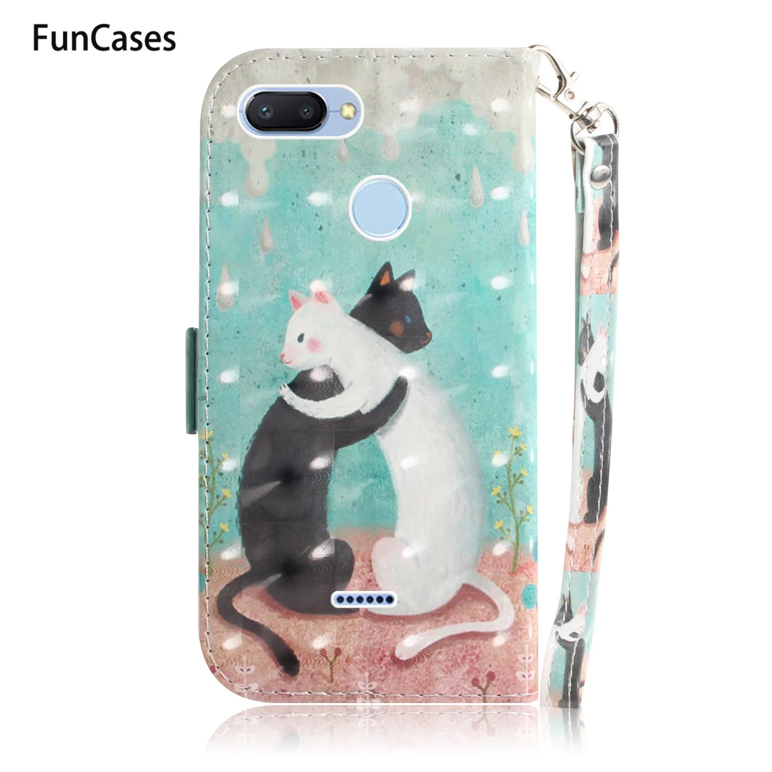 Кошка 3D окрашенная сумка для телефона funda Redmi 6 Pro сотовый PU кожаный чехол на
