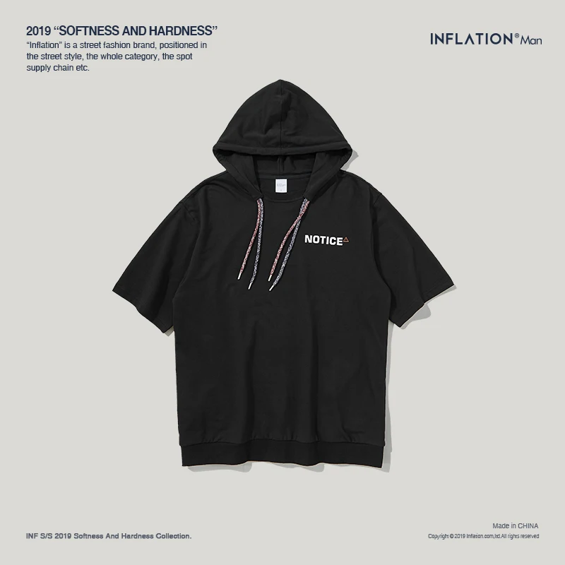 Инфляция футболка мужская с капюшоном мужские футболки короткий рукав высокая