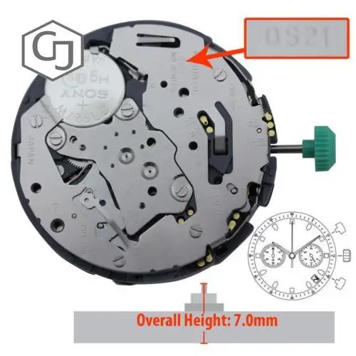 Оригинальные запчасти для кварцевых часов MIYOTA JAPAN Chrono OS21 с датой 4 5|Кварцевые