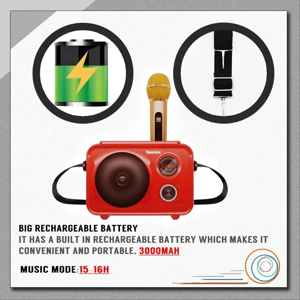 Bluetooth динамик с беспроводным микрофоном портативный подвижный караоке KTV
