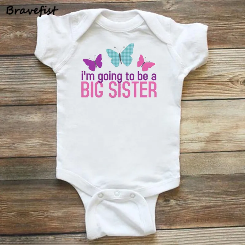 Летняя одежда для новорожденных боди Прекрасных Бабочек Big Sister (старшая сестра)
