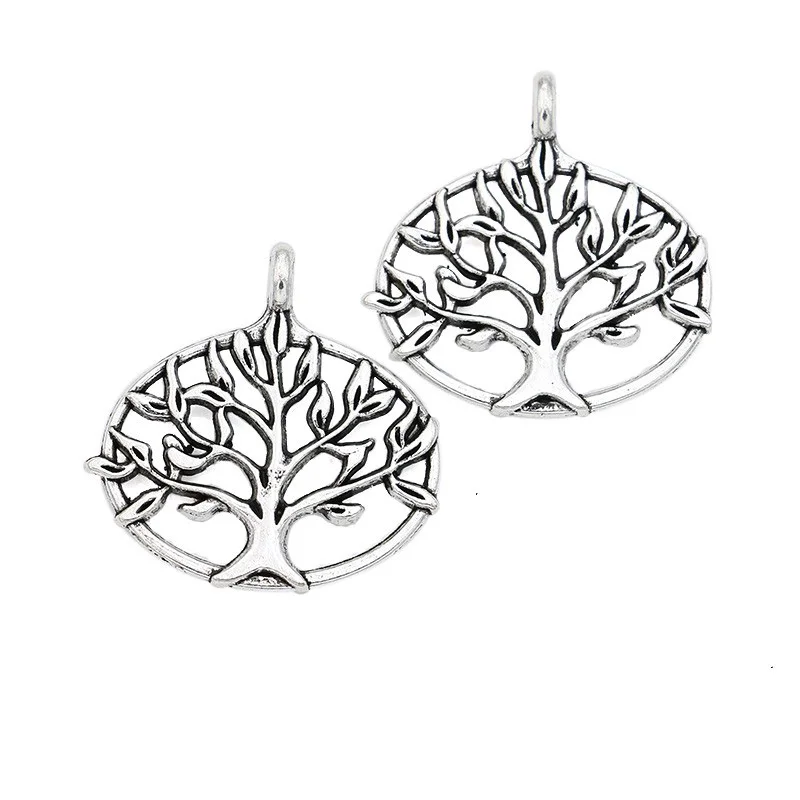 Браслет подвеска с покрытием под античное серебро 27x27 мм tree of life charm charm tree | Шармы -32786185531