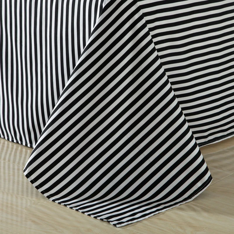 Черный и белый узор в полоску 4 шт. пододеяльник плоский простыни + наволочка