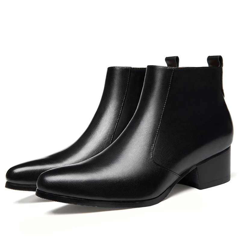 Обувь из коровьей кожи на высоком каблуке сезон осень зима мужские ботинки