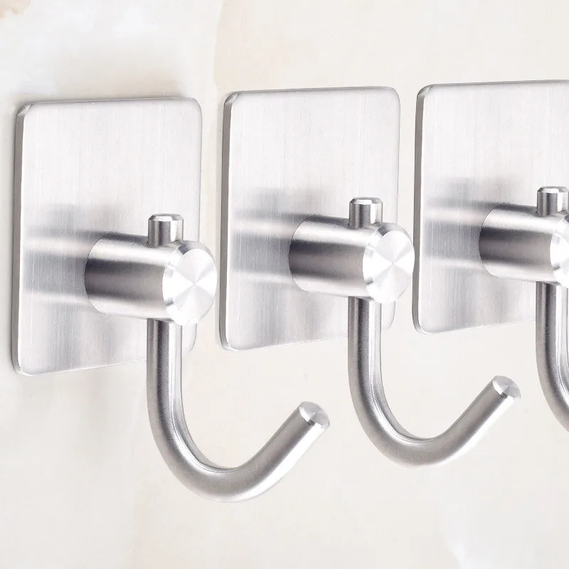 

Self-Adhesive Stainless Steel Towel Hooks Clothes Hats Bags Keys Wall Hanging Hooks Kitchen Bathroom Waterproof Hangers
