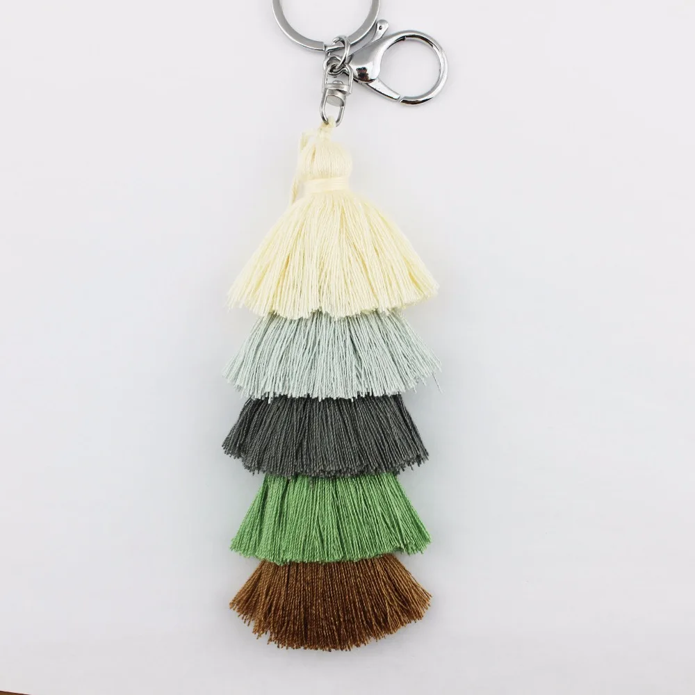

Big 5 Layers Fan Fringe Tassel Key Chains for Women Handbags Accessories