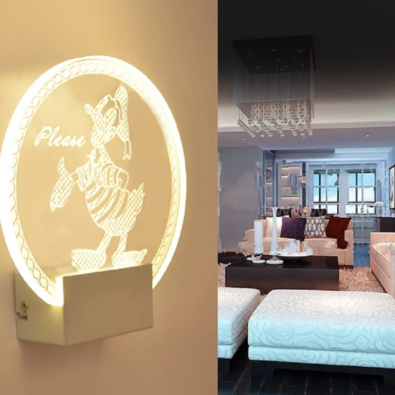 Акриловые светодиодные настенные лампы Дональд светильник в виде утки