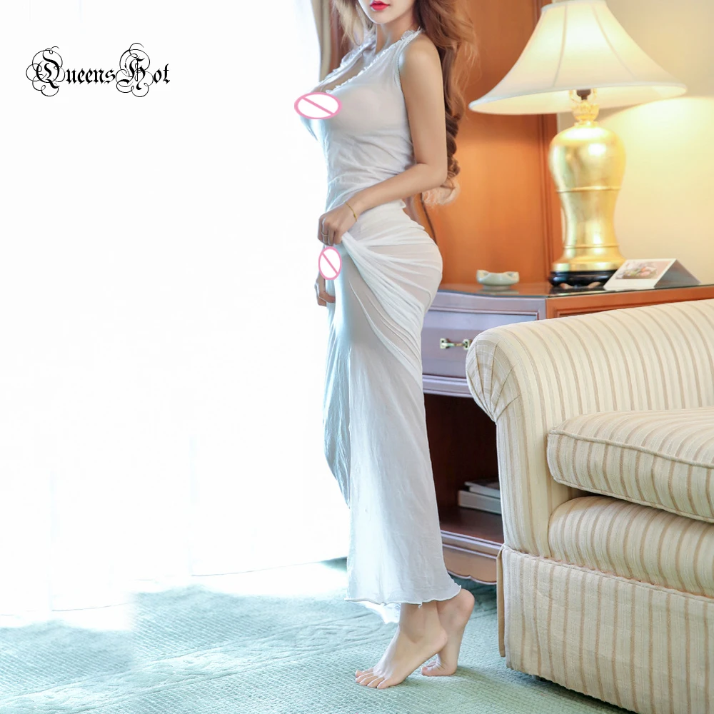 Соблазнительное Эротическое длинное платье макси с V образным вырезом кружевной