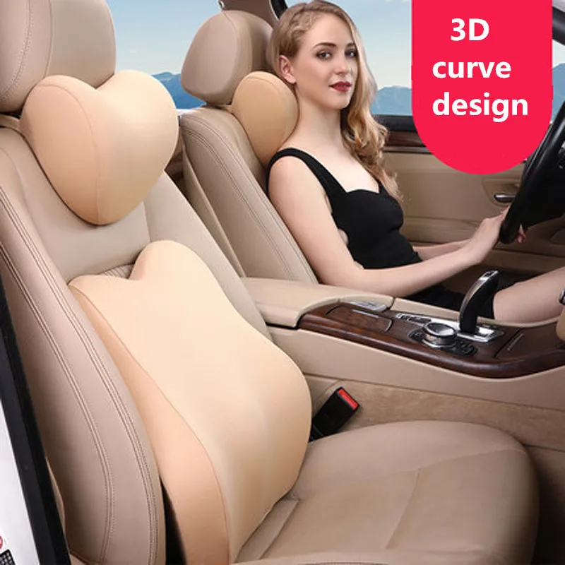 3D подушка для сиденья автомобиля наборы подушек шеи хлопковая поддержки талии
