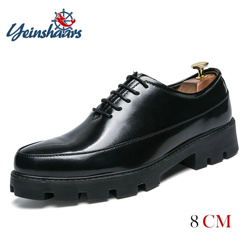 YEINSHAARS Men Pointed Black Oxford Shoes Male Business Dres