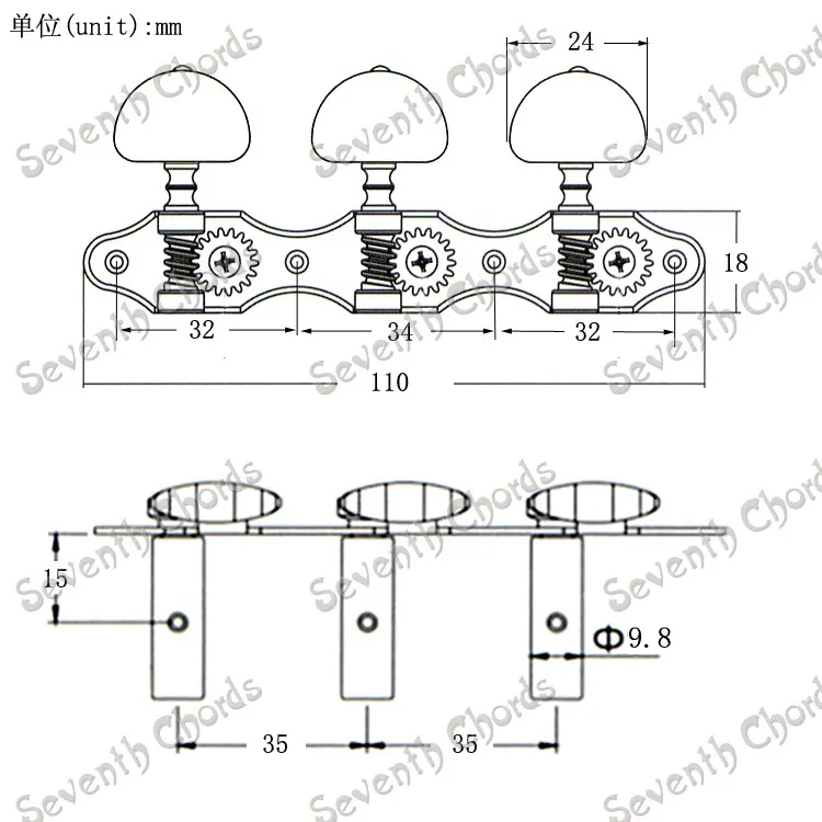 Набор из 2 предметов белая кнопка Золотая струна тюнинг колышки тюнеры машинные