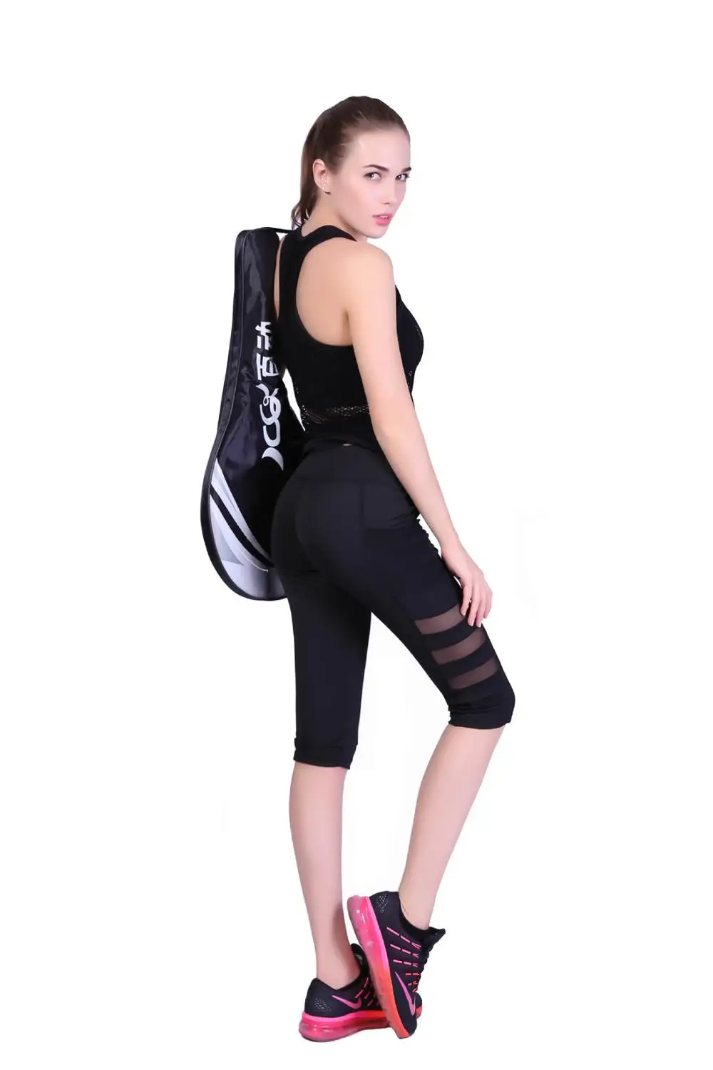 Летние колготки для бега Женские однотонные Сетчатые эластичные дышащие