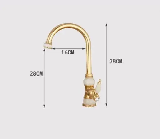 

Free Shipping Brass torneira cozinha with Jade kitchen faucet/single handle Gold finish basin sink mixers taps sink faucet
