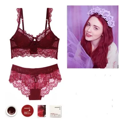 

HOT 2017 Fashion Sexy charming lace bra gather together Shape Wear women bra set Comfortable Underwear women bras lace bra set