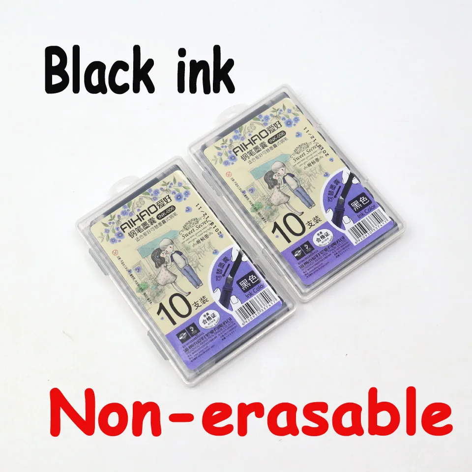 2Box Black ink Aihao INK-006 одноразовые нестираемые черные чернила и стираемые синие темно-синие чернила для авторучки капсулы перьевые чернила для ручек заправки - Цвет графита: 2Box Black ink