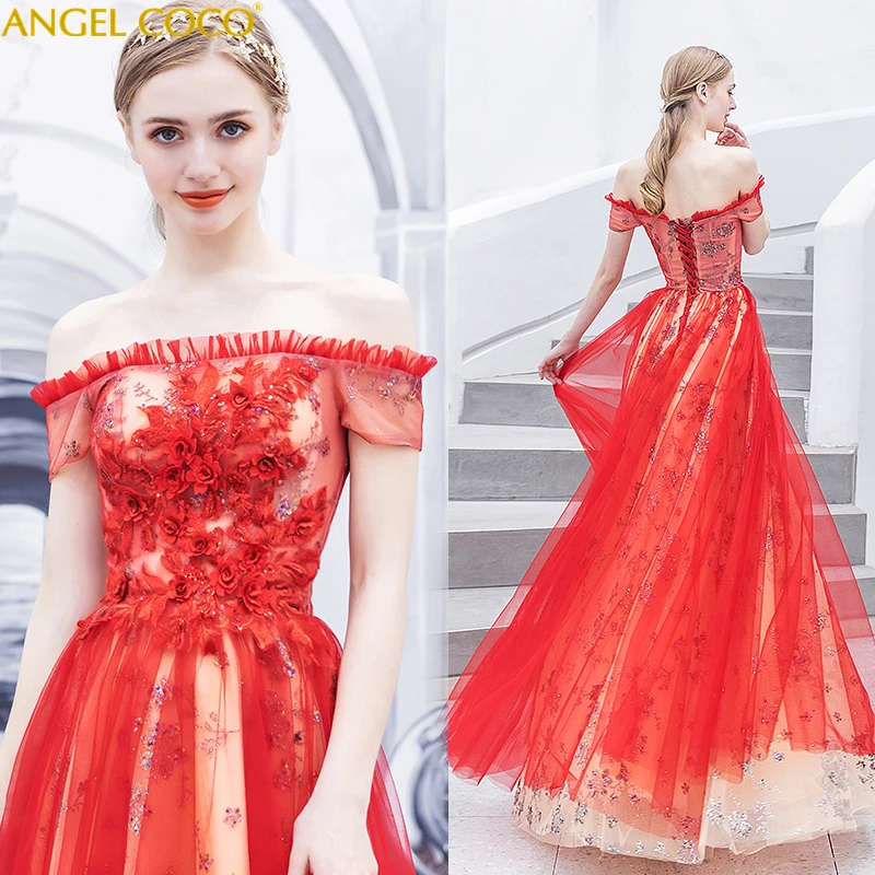 Robe De Soiree Красное длинное вечернее платье Элегантное Vestido Festa Формальное выпускное