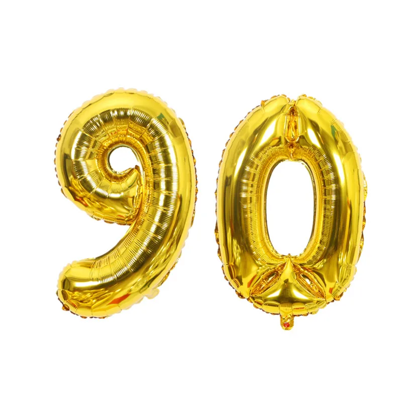 gold90 40 дюймов 32 дюйма Золотое серебряное число Фольга воздушные шары 10 20 30 40 50 60 70, 80, 90 лет ребенок День Святого Валентина День Валентина Юбилей вечерние Декор - Цвет: gold90