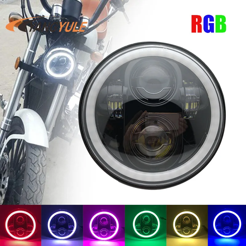 5-3/4 RGB разноцветные белые красные синие зеленые светодиодные фары Halo Angel Eye 5 75
