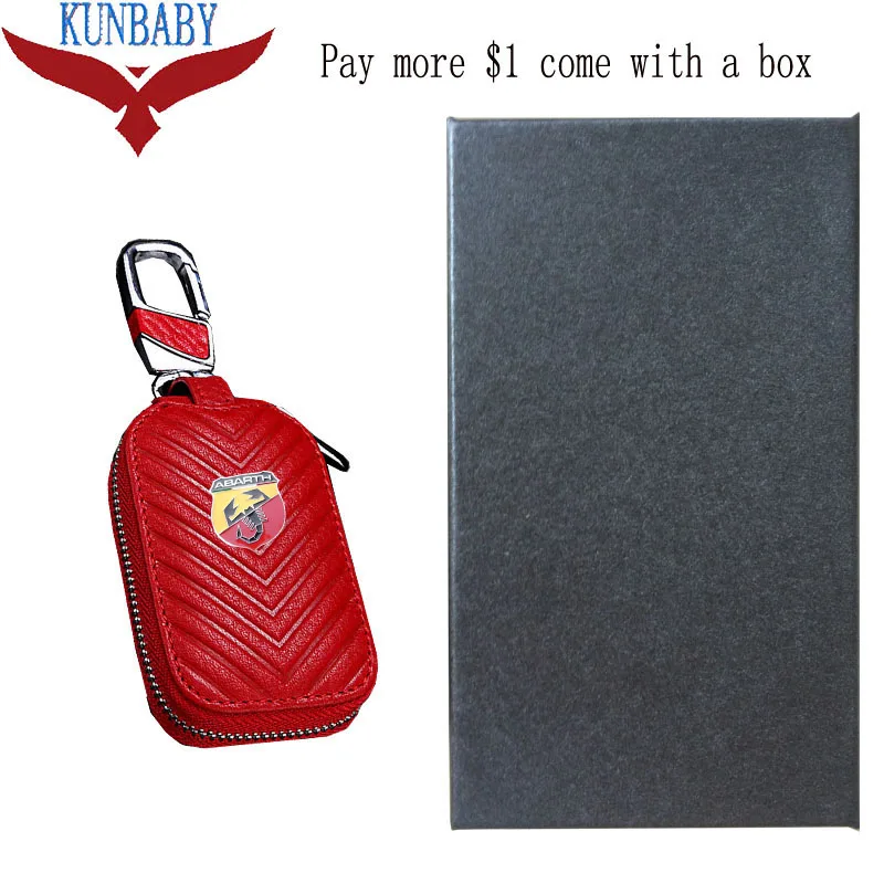 Red with box KUNBABY/Новое поступление, сумка из натуральной кожи, чехол для ключей, кошельки, Модные Женские ключницы, держатели Carteira для ABARTH - Название цвета: Red with box