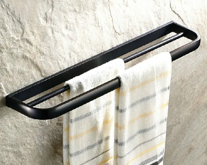 

Wall Mounted Black Oil Rubbed Antique Brass Bathroom Double Towel Bar Towel Rail Holder Bathroom Accessory mba191