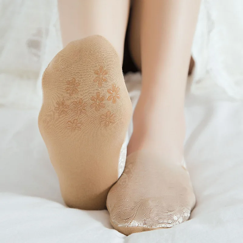 [EIOISAPRA] женские кружевные Шелковые летние носки с цветочным рисунком деловые