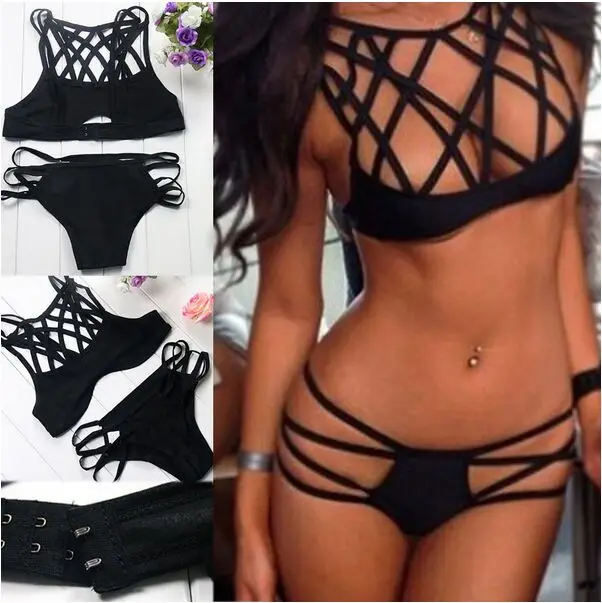 KIMKINI 2015 Super Sexy Spider Woman Bikini Hallow Bandage Swimwear Summer Day Swimsuit |