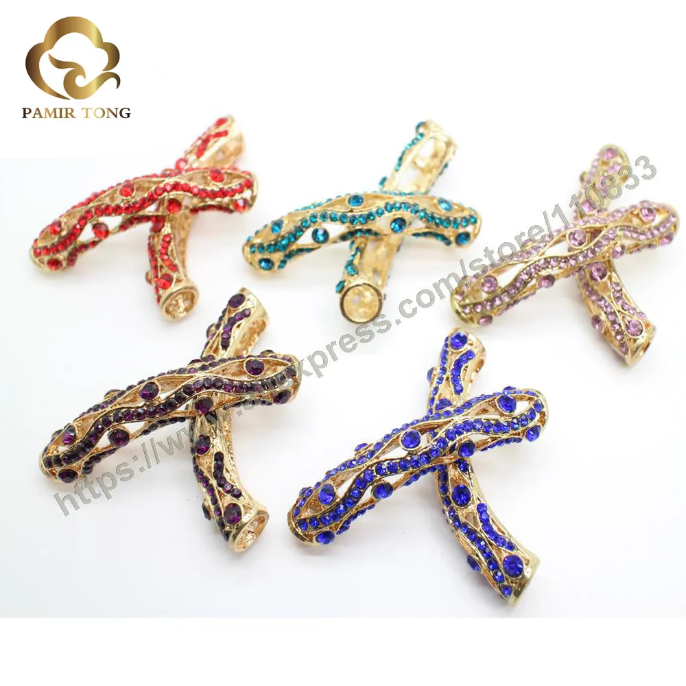 Вы выбираете! 2 шт./лот горный хрусталь соединитель сплав длинный изгиб трубки