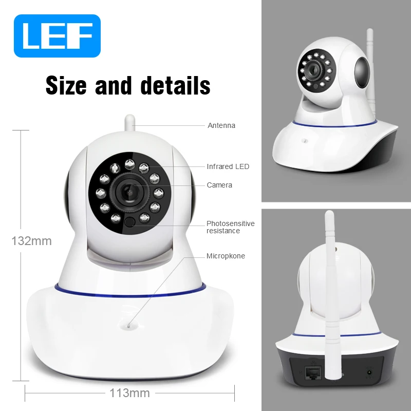 LEF P 2.0MP 1080 ip камера WiFi CCTV видеонаблюдение безопасности Pan/Tilt двухстороннее аудио