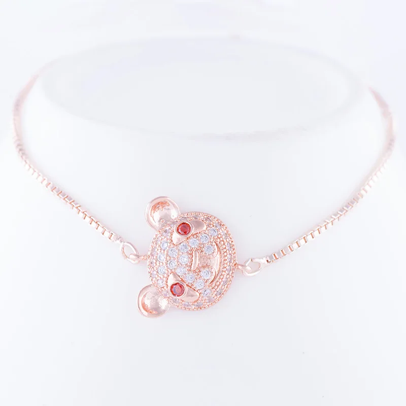 Милый микро проложить Циркон кристалл медведь ювелирный браслет ручной работы