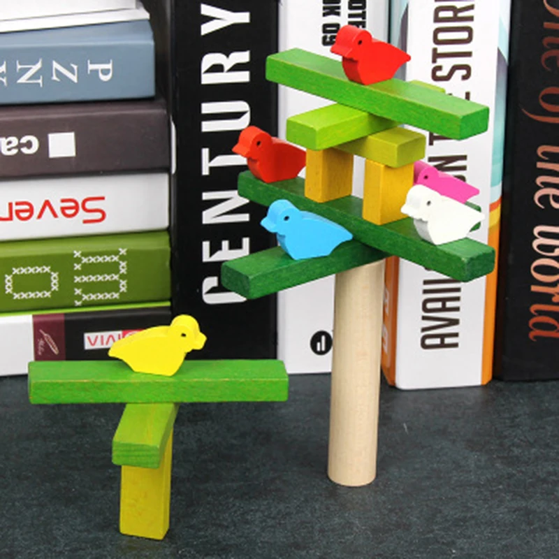 Деревянный игрушечные Кирпичи Птица бревне Jenga игрушки Логические блоки