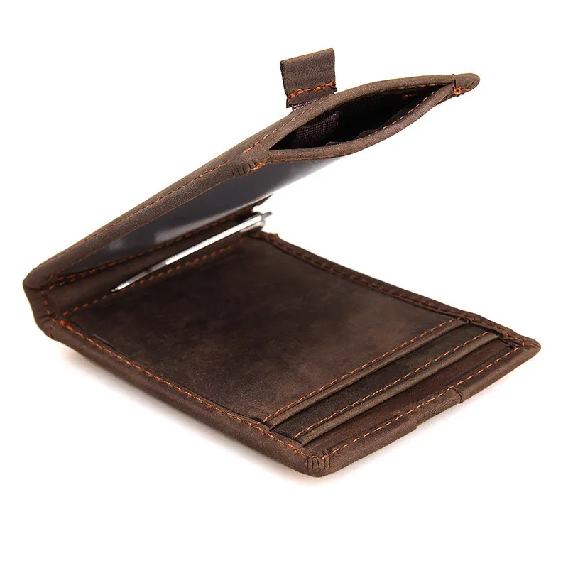 Jisoncase Money Clip Wallets RFID Men Bifold Crazy Hose Leather Dollar Wallet With Quick Access To Card Pocket Photo Window | Багаж и