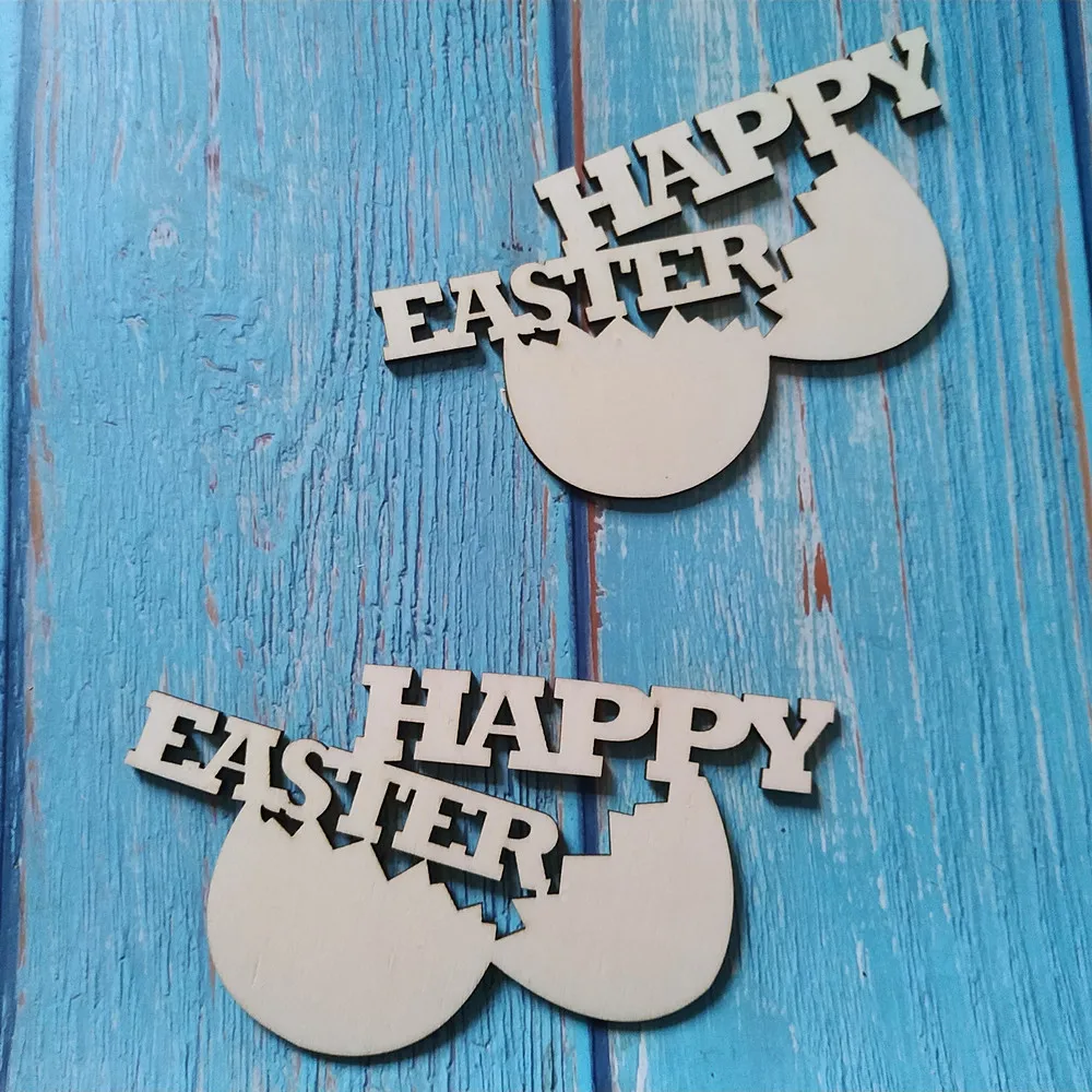 

10pcs Wooden Easter Sign with Eggs Unfinished Wood Spring Laser Cut DIY Craft Easter Party Decoration Natural Rustic Decor